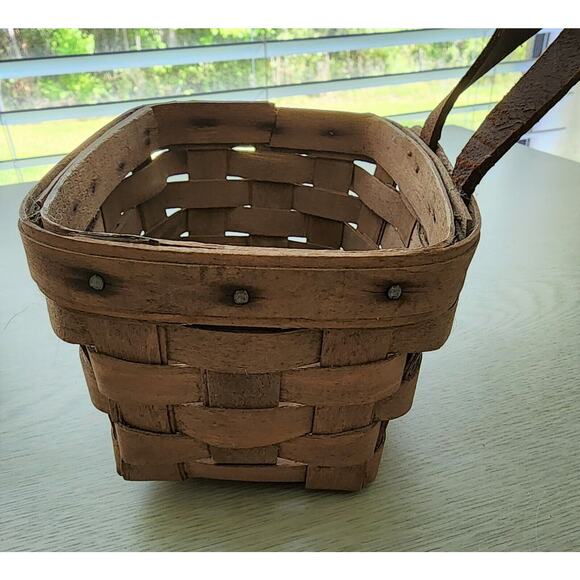 LONGABERGER BASKET-Mail-Keys-Leather Handle-Hanging-Handmade-Signed-1985 - Picture 4 of 13